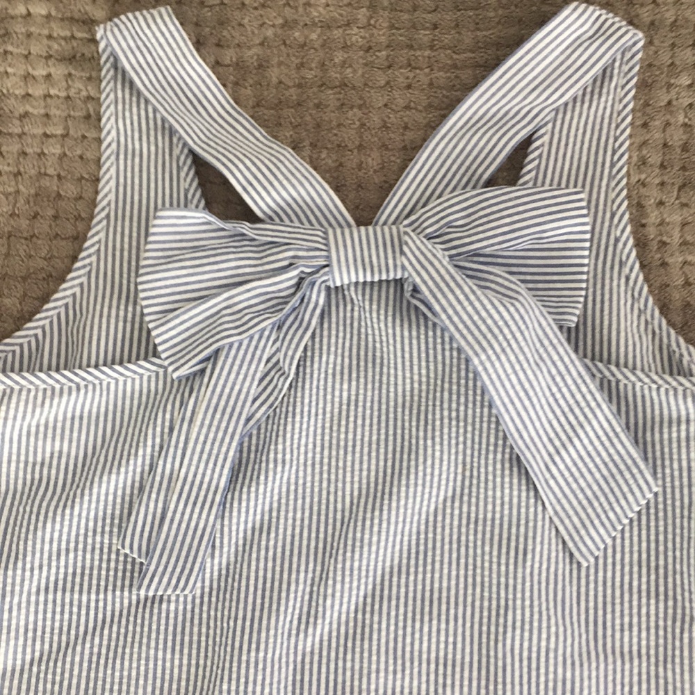 Charming Charlie Light Blue and White Striped Ruffle Tank Top - Picture 6 of 6